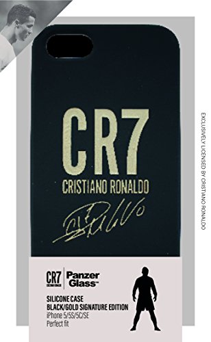 Officially Licensed Cristiano Ronaldo CR7 Silicone Case iPhone 5/5S/5C/SE Black and Gold Engraved Autograph