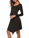 SE MIU Women's Long Sleeve Irregular Hem Casual T-Shirt Dress