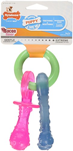 Nylabone Puppy Pacifier Chew Toy, Teething Toys for Puppies, Bacon Flavor, Small - Up to 25 lbs, 1 Count