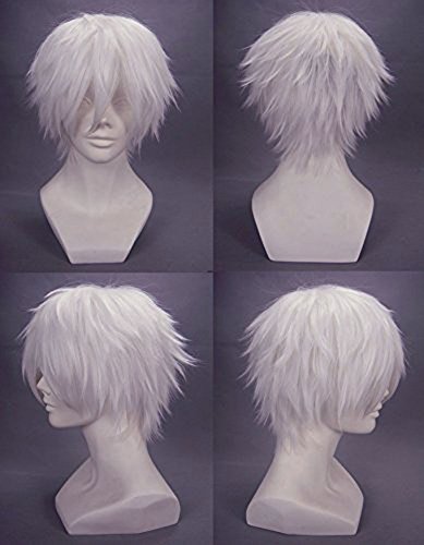 Anogol Tokyo Ghoul Tokyo Guru Kaneki Ken Cosplay Wig Silver White Wigs - Image 3