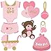 Unomor 33Pcs Pink and Gold Girls Baby Shower Photo Booth Props for Baby Shower Decorations