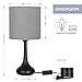 HAITRAL Bedside Table Lamps - Modern Desk Lamps Set of 2 for Bedroom, Office, College Dorm with Metal Base & Fabric Lamp Shade HT-BTL09-15X2 - Gray