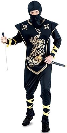 Fyasa 706114-T04 Gold Ninja Fancy Dress Costume for 12 Years Above, Multi-Color, Large