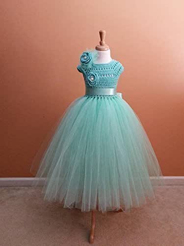 mint green gown for flower girl