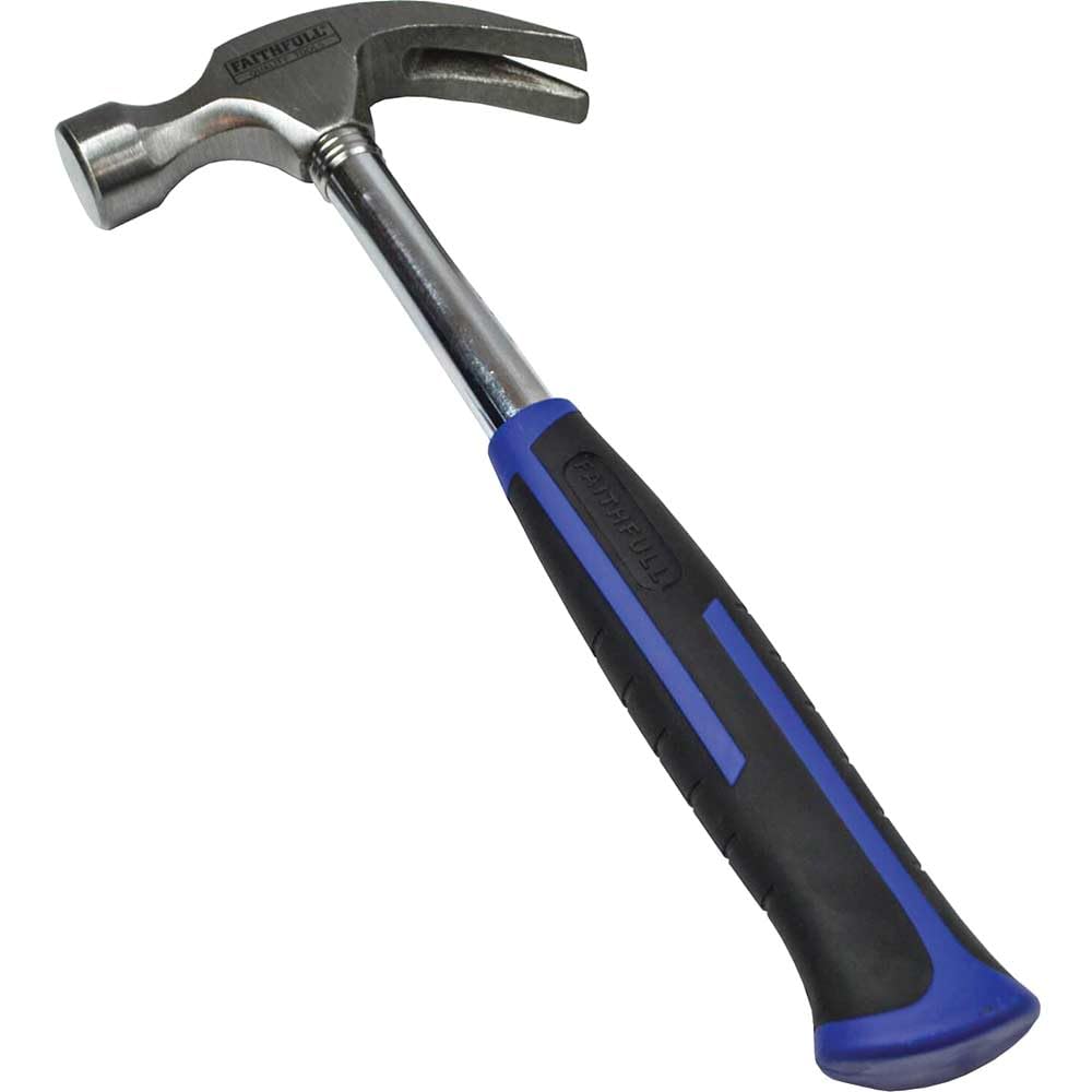 Faithfull Carpenter's Claw Hammer, Steel Shaft, 454g (16oz), Multi Colour
