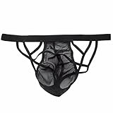 FEESHOW Men's Sheer Mesh Jack Strap Bikini Briefs Panties Pouch Underwear