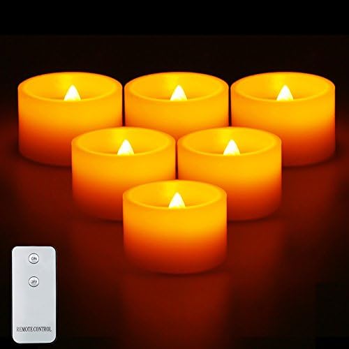 All-New Waterproof Flameless Candles Flickering LED Tea Lights Battery Operated Candles | Real Wax Pillar Candles (H1.2 D1.97) LED Votive Candle with Remote Control - Pack of 6