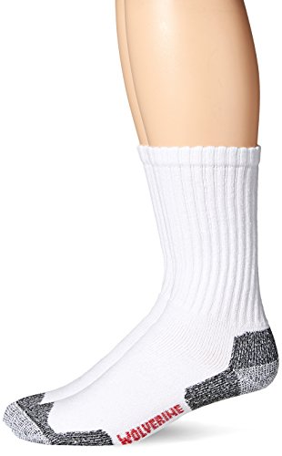 Wolverine Men's 2 Pack Acrylic Steel Toe Socks, White, Sock Size:10-13/Shoe Size: 6-12