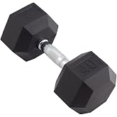 Body Sport Rubber Encased Hex Dumbbell Weight, Single &ndash; Dumbbells for Exercises &ndash; Strength Training Equipment &ndash; Home Gym Accessories &ndash; Weight Training