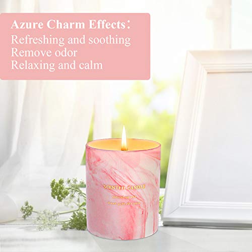 Haobell Gifts for Women - Scented Candles 100% Pure Natural Soybean Wax with Plant Essential Oils for Stress Relief Aromatherapy (Marble Pink)