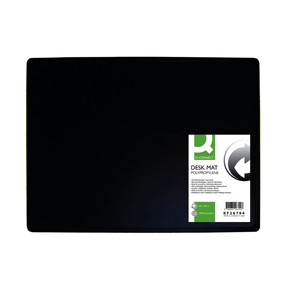 Q-Connect PP Desk Mat with Non-Slip Surface 40X53 Black