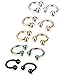 Jstyle 10 Pcs a Set 316L Stainless Steel 16G Nose Piercing Septum Lip Nipple Eyebrow Rings Hoop Horseshoe Helix Tragus Cartilage Ear Piercings 8mm