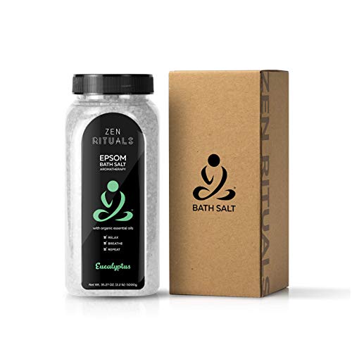 Zen Rituals Pure Mineral Epsom Bath Salt for Relaxation with Organic Essential Oil Eucalyptus Aromatherapy