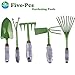 KEJIH Five-Piece Gardening Tools Set Potted Flower – Including Double Use Hoe 3 prongs,9-Teeth Leaf rake, 5-Teeth rake,Cultivator/Weeder,Trowel/Shovel with High Carbon Steel and Soft PVC Handle Gripthumb 1