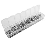 BEADNOVA 800pcs Rhodium Plated Split Ring Chain Parts Findings for Jewelry Making Mixed Size 4-10mm Box Set