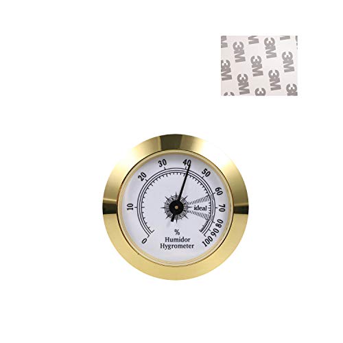 FUNEW Cigar Hygrometerï¼ŒRound Analog Hygrometer for Cigar Humidorï¼ŒCigar Box/Cigar Cabinet 2inch Diameter Gold