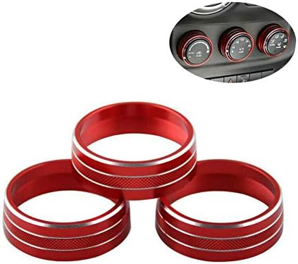 MangoDay 3pcs Audio Air Conditioning Button Cover Decoration Twist Switch Ring Trim Compatibility for Jeep Wrangler JK JKU Patriot Liberty 2011-2018 Compatibility for Dodge Challenger 2008-2014