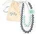 Baby Teething Necklace for Mom, Silicone Teething Beads, BPA Free (Gray/Mint)