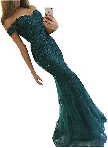 Inmagicdress Mermaid Evening Dresses for Women Formal Off Shoulder Lace Plus Size 97
