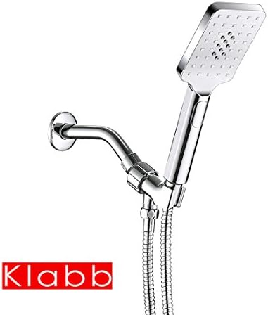 Klabb KS8017 Square 3 function press button Hand Shower Heads with 60 inches chrome shower Hose,ABS Holder,teflon tape,long install pipe.