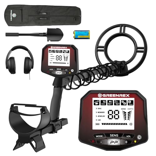 GreenRex Metalldetektor Profi, 25,4CM IP68 wasserdichte Spule, Großes LCD-Display, Präziser Gold-Detektor für Erwachsene & Kinder, Ideal für Strand, U