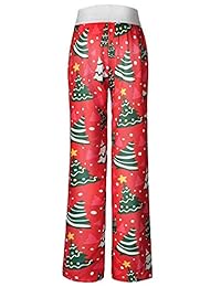 RAISEVERN Palazzo Pijama Pantalones de verano para dama con estampado casual, con cordón ancho para piernas