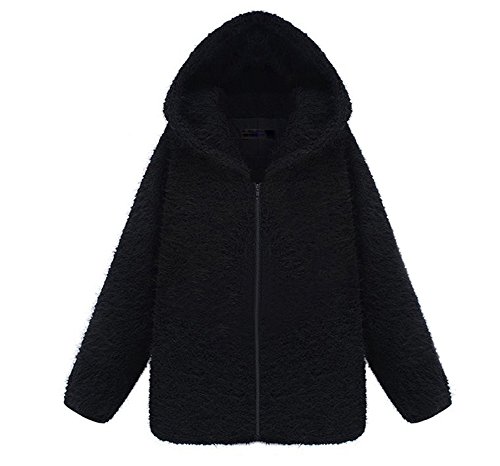 Kearia Womens Long Sleeve Faux Fur Hoody Jacket Loose Plush Woolen Hoodie Coat Black Small Kearia Womens Long Sleeve Faux Fur Hoody Jacket Loose Plush Woolen Hoodie Coat Black Small