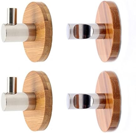 GouGou Adhesive wall hanger towel Hooks 304 Stainless Steel Heavy Duty Bamboo for Cloth Coats Hats umbrellas keys 4 PCS
