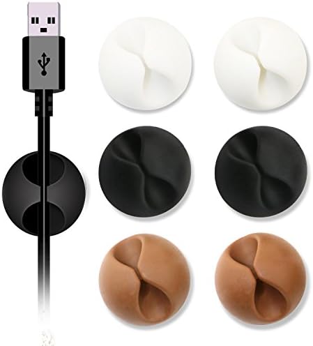 Cable Clips - Multipurpose Cable Clips, Cord Management System, Desktop Cable Organizer, (12 PCS, BROWN WHITE BLACK) by Clean Cable