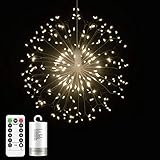 Aimego Starburst Lights, Firework Lights Battery Powered,Hanging Fairy String Lights,198 LED 8 Modes Dimmable Decoration Light for Home Patio Christmas New Year Party (Warm White)
