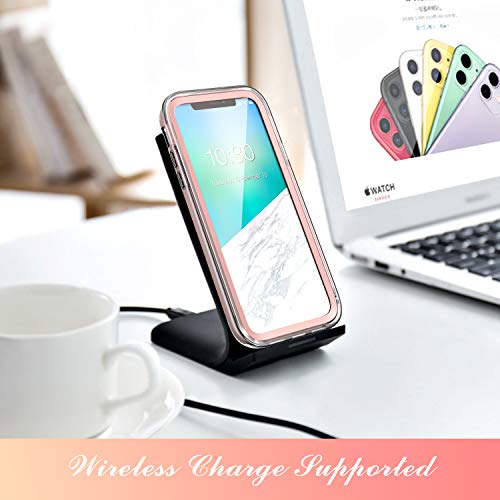 FITFORT iPhone 11 Protective Case with Screen Protector Full-Body Slim Rugged Stylish 3D Case, Shock Drop Proof Impact Resist Extreme Durable Protective Case for Ladies and Girl Compatible with iPho