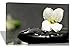 Purple Verbena Art 12''x16'' Stretched and Framed Modern White Flower and Black Stone Spa Design Pictures Photo Prints on Canvas Paintings, HD High Giclle Zen Walls Artwork for Home Decor