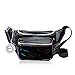 Shiny Neon Fanny Bag for Women Rave Festival Hologram Bum Travel Waist Pack (Black)