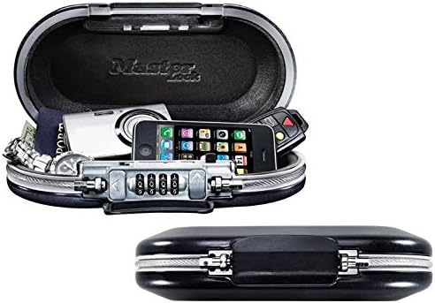 MASTER LOCK Tragbarer Tresor Zahlenschloss mit Kabel Schwarz 5900EURD Sichern Sie Ihre Wertgegenstnde auf Reisen