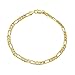 The Bling Factory 4mm High-Polished 0.25 mils (6 microns) 14k Yellow Gold Plated Flat Figaro Chain Bracelet, 8 inches