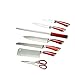 Imperial Collection IM-KST8 WRD Premium Stainless Steel Kitchen Knife Set with with Rotating Block Stand, Red Wine - 8 Piece Set