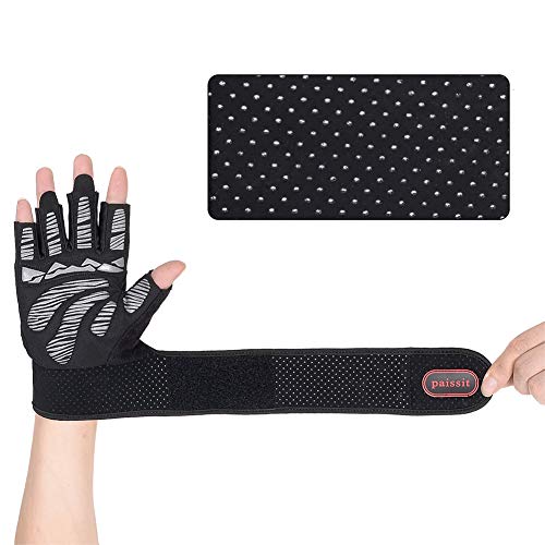 paissit Weight Lifting Gloves,Workout Gloves for Men&Women,Training Gloves with Wrist Support for Fitness Exercise Weight Lifting Gym,Home Use with Short Wraps Fingerless (Black, M)