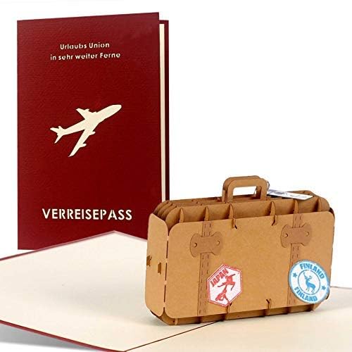 Diese Klappkarten Travel Voucher for a Long Distance Trip or Cruise for Almost Any Occasion, 3D pop up with case C15