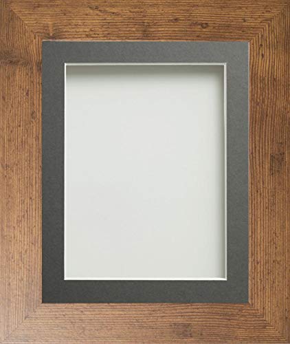 Frame Company Watson Range Rustic 10x8 inch Picture Photo Frame with Grey Mount for Image 8x6 inch *Choice of Sizes* Fitted with Real Glass — image 1