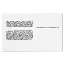 TOPS Double Window Tax Form Envelopes for W-2 Laser Forms, 9 x 5.625 Inches, Gummed Closure, White, 50 Envelopes per Pack (2219LR)