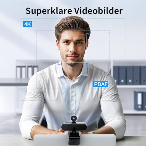 EMEET Nova 4K Webcam 4K Webcam with 2 Noise Cancelling Microphones, Ultra HD Webcam with 73° Wide Angle and Lens Cover, PDAF Autofocus, Web Cam for Mac, Laptop, Zoom, Teams