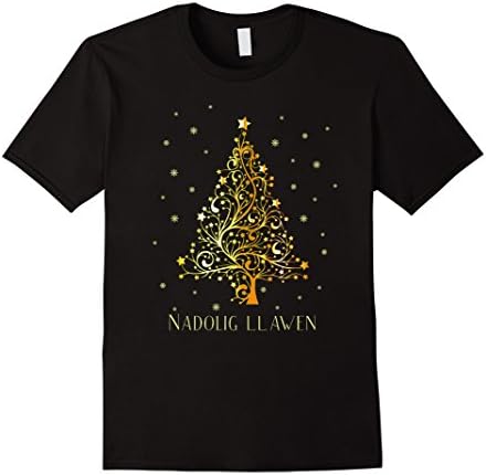 Mens Wales Christmas T-shirt Welsh Merry X-mas Nadolig Llawen 2XL Black