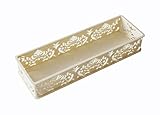 Plastic Storage Bins, Decorative Office Desktop/Desk Organizer Trays, Kitchen Cabinet Drawer Dividers Containers, Small Holder Box -M (Cream)