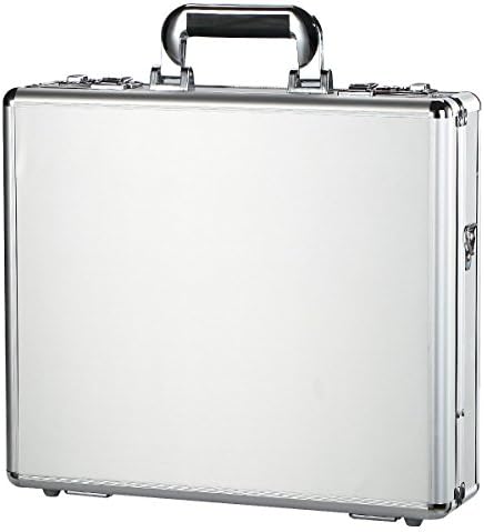 Small Aluminum Hard Case Business Briefcase Interior Pocket Organizer with Dual Locks