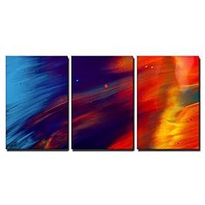 3 Piece Canvas Wall Art - Close up Oil Paint - Modern Home Art Stretched and Framed Ready to Hang - 16"x24"x3 Panels