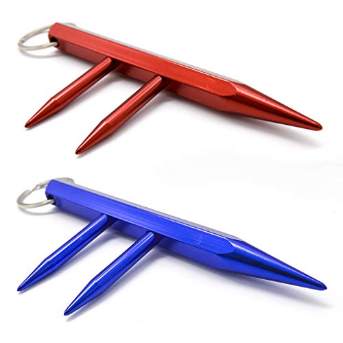 Kaiyuan Dynasty Self Defense Red & Blue Key Chain Weapons Tactiacl Tool Aluminum Safe Chain with Detachable Holder 2PC - Thumbnail 2