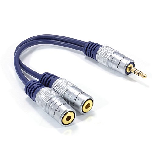 Pro-Audio-Metal-35mm-Jack-Stereo-Headphone-Splitter-Cable-Gold-15cm-6-inch