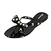 TENGYUFLY Womens Rivets Bowtie Flip Flops Jelly Thong Sandal, Black, Size 7.0