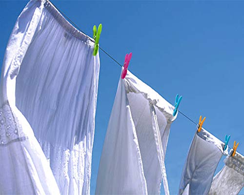 UMILIFE Clothes Pegs Pack of 50, Strong Plastic Pegs Quality Laundry Pegs Clips Multicolors Clothes Pins for Washing Line Windproof Supplies Grip