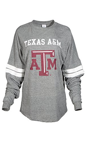 NCAA Texas A&M Aggies Betty Long Sleeve Tri-Blend Football Jersey T-Shirt, Medium, Tri Grey/White
